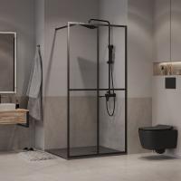 Душевая перегородка Niagara Nova NG-686-10BLACK (100х195) черный матовый,стекло прозрачное,1 место