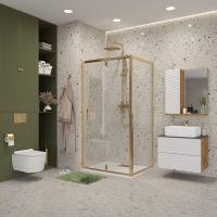 Душевое ограждение Niagara Nova NG-43-11AG-A70G (110х70х195) прямоугольник,золото,двери распашные,стекло прозрачное,2 места