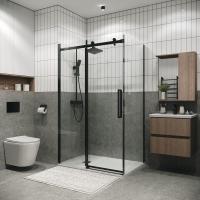 Душевое ограждение Grossman Classic 100.K33.04.100.21.00-200.K33.04.80.21.00 (100х80х195) раздвижная,черный матовый,стекло прозрачное,2 места