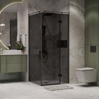 Душевое ограждение Niagara Nova NG-2831-34BLACK (90х90х195) квадрат,черный матовый,дверь распашная,стекло тонированное,1 место