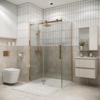 Душевое ограждение Grossman Classic 100.K33.04.100.32.00-200.K33.04.90.32.00 (100х90х195) раздвижная,золото сатин,стекло прозрачное,2 места