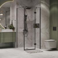 Душевое ограждение Niagara Nova NG-6831-34ВLACK (90х90х195) квадрат,черный матовый,двери распашные,стекло прозрачное,1 место