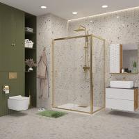 Душевое ограждение Niagara Nova NG-42-12AG-A90G (120х90х195) прямоугольник,золото,двери раздвижные,стекло прозрачное,2 места