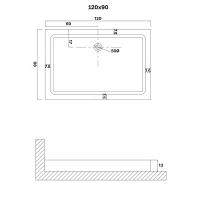 Душевой поддон NG-P1290-14Q (120х90х13) прямоугольник,1 место