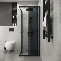 Душевое ограждение Niagara Eco NG-1010-14QT (100х100х190) квадрат,раздвижное,черный,стекло тонированное,1 место