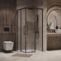 Душевое ограждение Niagara Nova NG-6830-34ВLACK (100х100х195) квадрат,черный матовый,двери раздвижные,стекло прозрачное,1 место