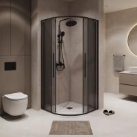 Душевое ограждение Niagara Nova NG-2827-34BLACK (100х100х195) четверть круга,черный матовый,двери раздвижные,стекло тонированное,1 место