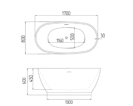 Ванна отдельностоящая Grossman Classic GR-2603 (170x80x59),1 место