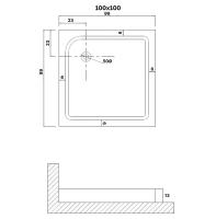 Душевой поддон NG-P1010-14Q (100х100х13) квадрат,1 место