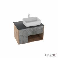Тумба подвесная Grossman БРУНО-80 см с 1-м ящиком веллингтон/бетон