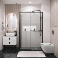 Душевое ограждение Grossman Style 100.K33.05.110.21.00-200.K33.05.90.21.00 (110х90х195) раздвижная,черный матовый,стекло прозрачное,2 места