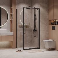 Душевое ограждение Niagara Nova NG-85-9AB-A100B-34 (90х100х195) прямоугольник,черный матовый,дверь распашная,стекло прозрачное,2 места