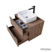 Тумба подвесная Grossman ЛАЙФ-80 см с 2-я ящиками темное/графит