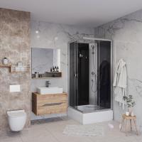 Душевая кабина Niagara Eco E90/26Q/TN/BK (90х90х195) средний поддон(30см),стекло тонированное,4 места