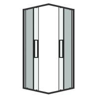 Душевое ограждение Grossman Cosmo 300.K33.02.9090.21.00 (90х90х195) квадрат,раздвижная,черный матовый,стекло прозрачное, 1 место