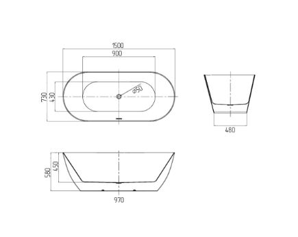 Ванна пристенная Grossman Classic GR-12501 (160х75x58) белый,1 место