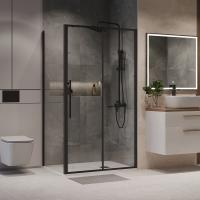 Душевое ограждение Niagara Nova NG-84-13AB-A100B-34 (130х100х195) прямоугольник,черный матовый,дверь раздвижная,стекло прозрачное,2 места