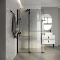 Душевая перегородка Niagara Nova NG-671-90BLACK (90х200) черный матовый,раздвижная,стекло прозрачное,1 место