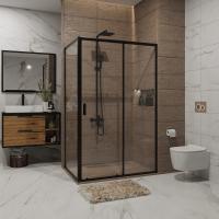 Душевое ограждение Niagara Nova NG-82-12AB-A100B (120х100х195) прямоугольник,черный, дверь раздвижная,стекло прозрачное,2 места