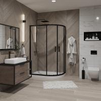 Душевое ограждение Niagara Nova NG-6821-08ВLACK (120х80х195) асимметрия,черный,двери раздвижные,стекло прозрачное,1 место