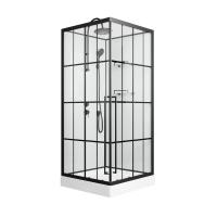 Душевая кабина Niagara Standart ST100/15QL/KL/BKT (100х100х225) низкий поддон(15см),черный,стекло прозрачное,3 места