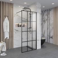 Душевая перегородка Niagara Nova NG-685-90ВLACK (90х195) черный,стекло прозрачное,1 место