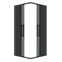 Душевое ограждение Grossman Cosmo 300.K33.02.9090.21.10 (90х90х195) квадрат,раздвижная,черный матовый,стекло тонированное, 1 место