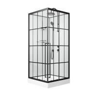 Душевая кабина Niagara Standart ST100/15QR/KL/BKT (100х100х225) низкий поддон(15см),черный,стекло прозрачное,3 места