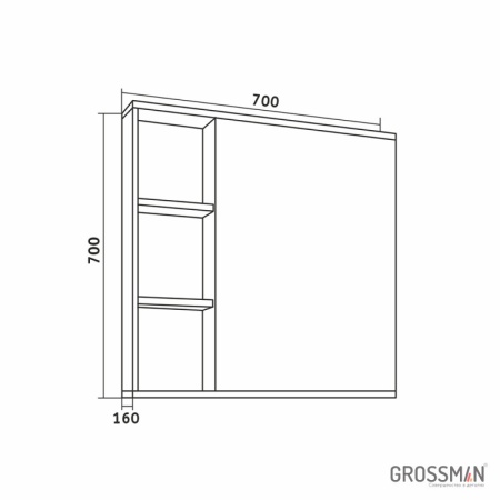 Шкаф-зеркало Grossman ФОРТА-70 см дуб галифакс