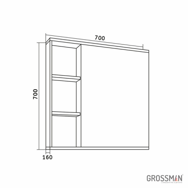 Шкаф-зеркало Grossman ФОРТА-70 см дуб галифакс