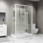 Душевая кабина Niagara Standart ST100/80/15Q/BK (100х80х200) прямоугольник,поддон 15см,распашная,проф.белый,без крыши,3 места