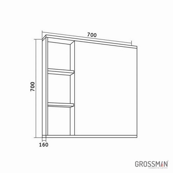 Шкаф-зеркало Grossman ФОРТА-70 см темный дуб галифакс