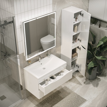 Тумба подвесная "ВИСТА-80 см" с 2-я ящ. белый глянец (ум. Alice-80)