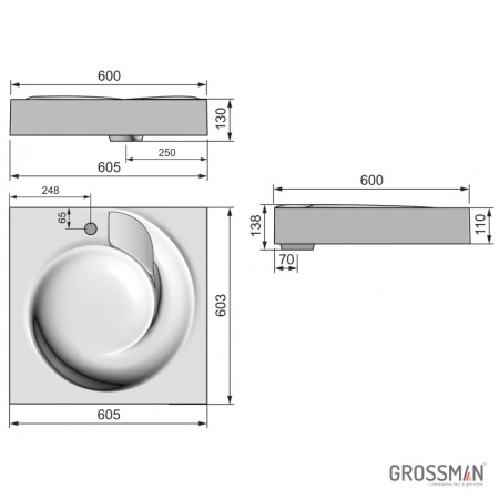Раковина на стиральную машину Grossman Neo 60 см