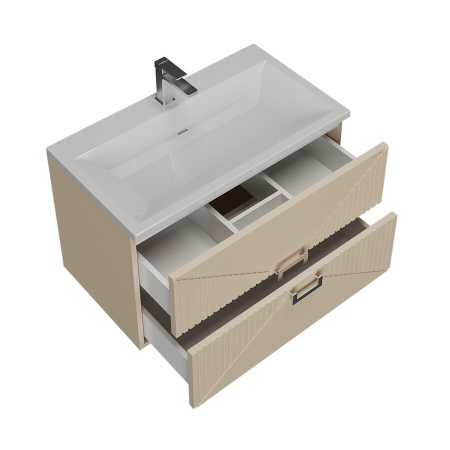 Тумба подвесная "ЛУКСОР-70 см" с 2-я ящ. беж. матовая (ум. Блисс-70 см.)