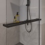 Душевая перегородка Niagara Nova NG-670-12ВLACK (120х195) черный матовый,стекло прозрачное,с полкой,1 место