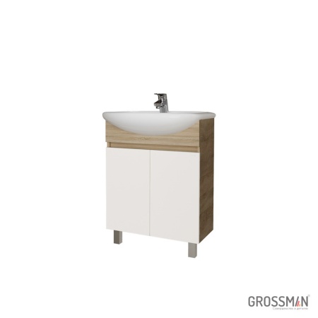 Тумба напольная Grossman ПОЛО-60 см дуб сонома/белая