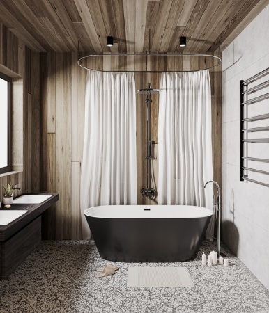 Ванна отдельностоящая Grossman Forta GR-1503MB (170х75х58) цвет черный/белый матовый,1 место