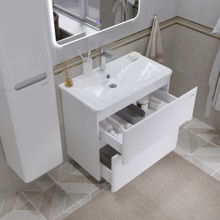 Тумба напольная "АДЕЛЬ-НОРМА-80 см" с 2-я ящ. белый глянец (ум. Aдель-80)