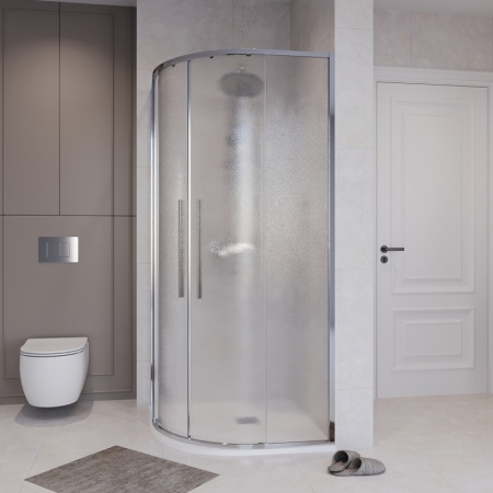 Душевое ограждение Niagara Nova NG-3625-34 (80х80х195) четверть круга, хром,двери раздвижные,стекло шиншилла,1 место