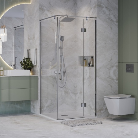 Душевое ограждение Niagara Nova NG-6632-34 (100х100х195) квадрат,хром,дверь распашная,стекло прозрачное,1 место