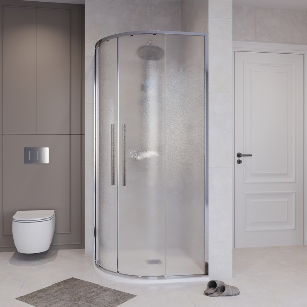 Душевое ограждение Niagara Nova NG-3627-34 (100х100х195) четверть круга, хром,двери раздвижные,стекло шиншилла,1 место