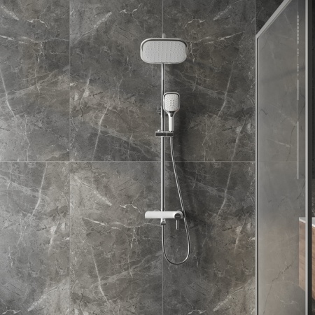 Душевая стойка Grossman Alba 500.K35.06.100/000 с верхним душем,ручной лейкой и смесителем,хром с белым,1 место