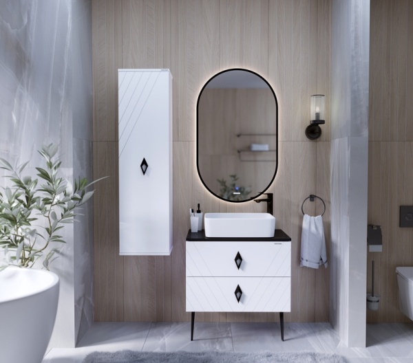 Тумба подвесная "ВИВА-70 см" с 2-я ящиками белый глянец (ум.GR-3016)