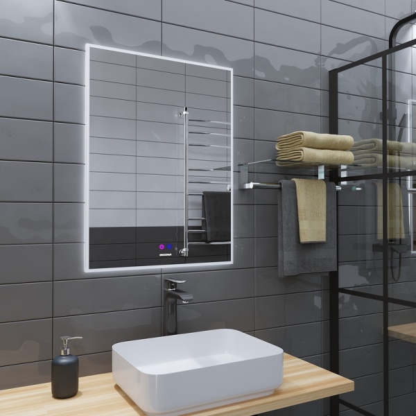 Зеркало PRAGMA-норма BLACK (700*800*45) LED с сенсорным выключателем и подогревом