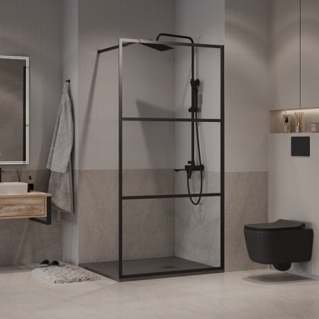 Душевая перегородка Niagara Nova NG-688-12BLACK (120х195) черный матовый,стекло прозрачное,1 место