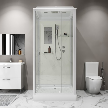 Душевая кабина Niagara Standart ST100/15Q (100х100х215) квадрат,поддон 15см,распашная,проф.белый,3 места