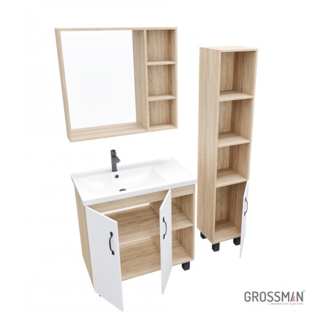 Тумба напольная Grossman ФЛАЙ-80 см дуб сонома/белая