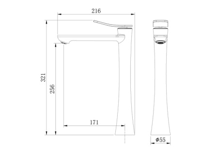 Смеситель для раковины высокий Grossman Advans 520.K35.09.100 хром глянцевый,1 место