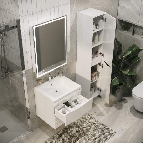 Тумба подвесная "ВИСТА-58 см" с 2-я ящ. белый глянец (ум. Alice-58)